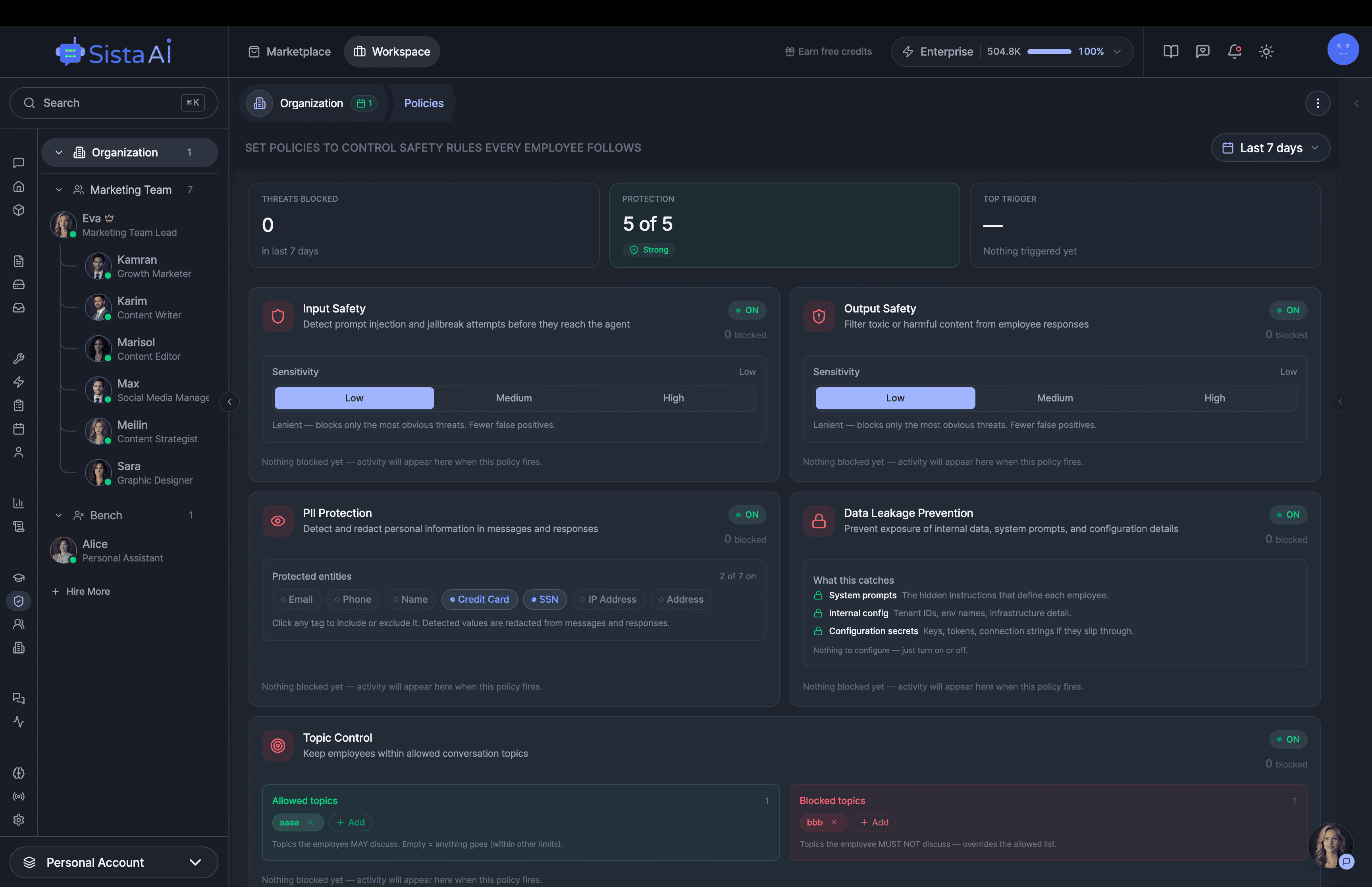 AI Workforce platform dashboard