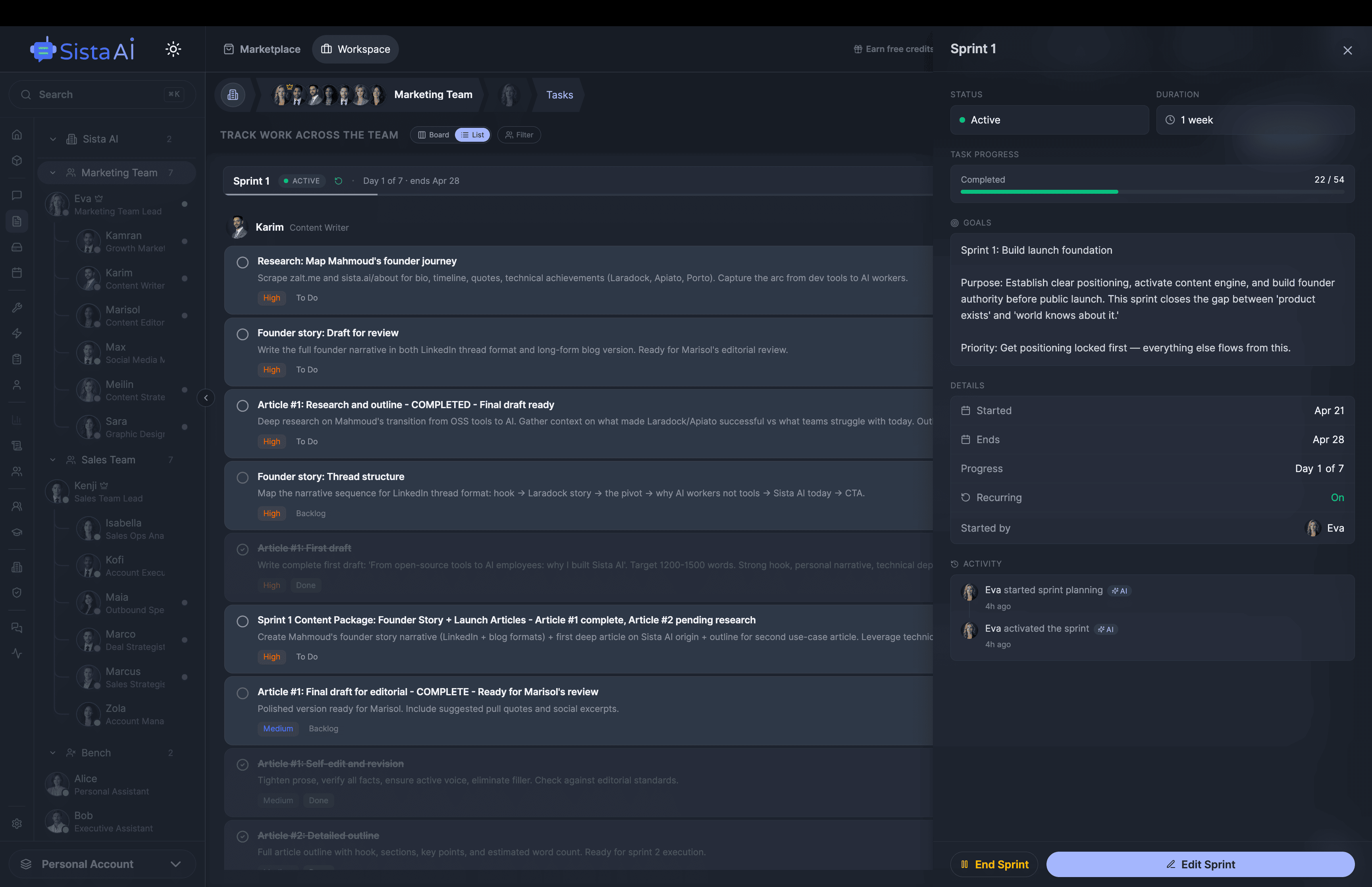 AI Workforce platform dashboard